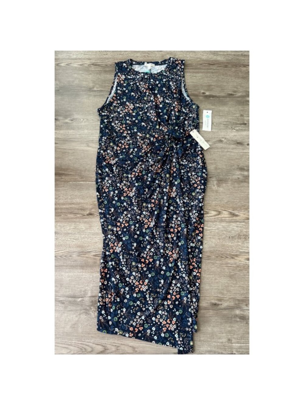 Nine Britton Abigail Fitted Midi Dress Womens XXL Sleeveless Floral Knit NWT